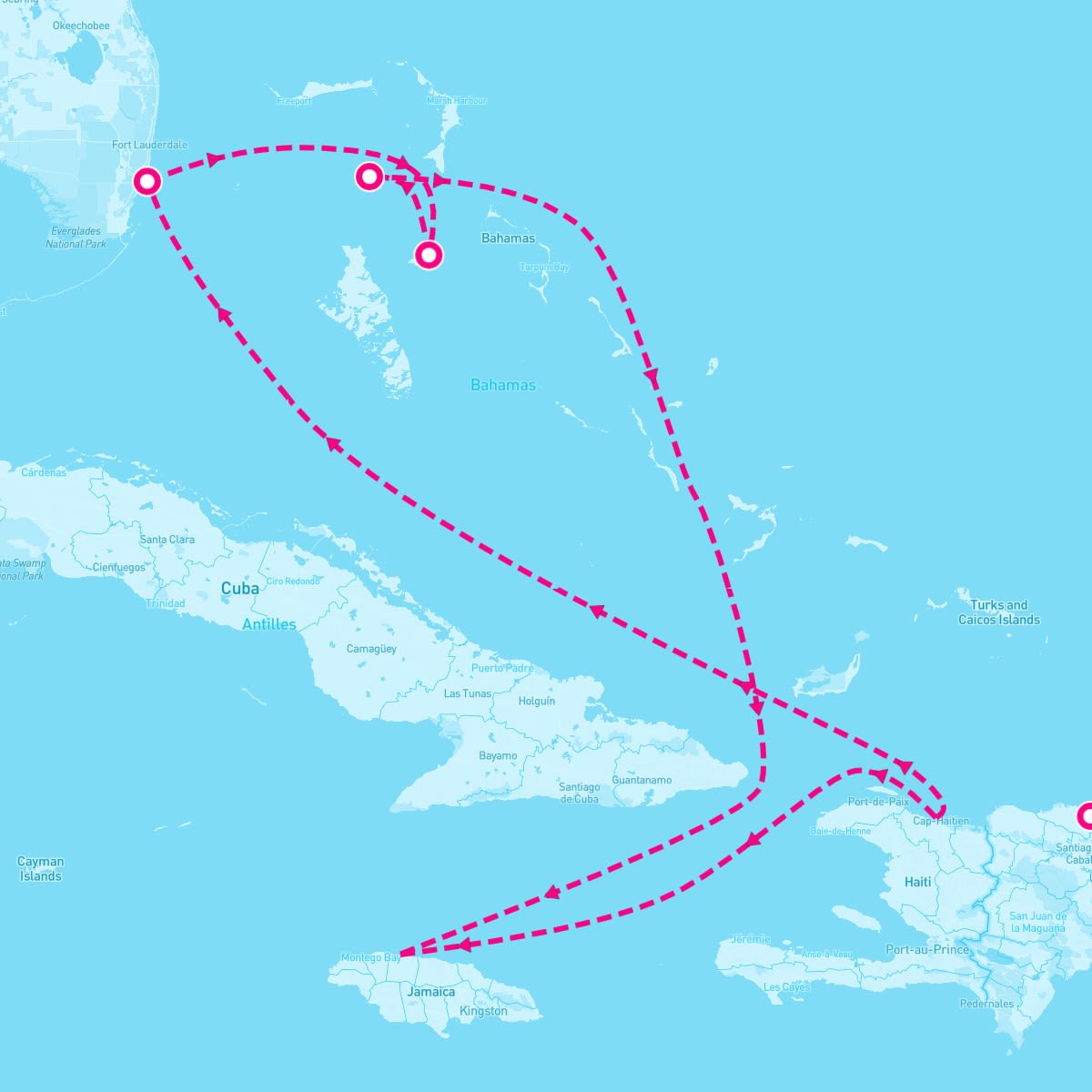 Symphony of the Seas itinerary map for November 16, 2025 (7 nights)