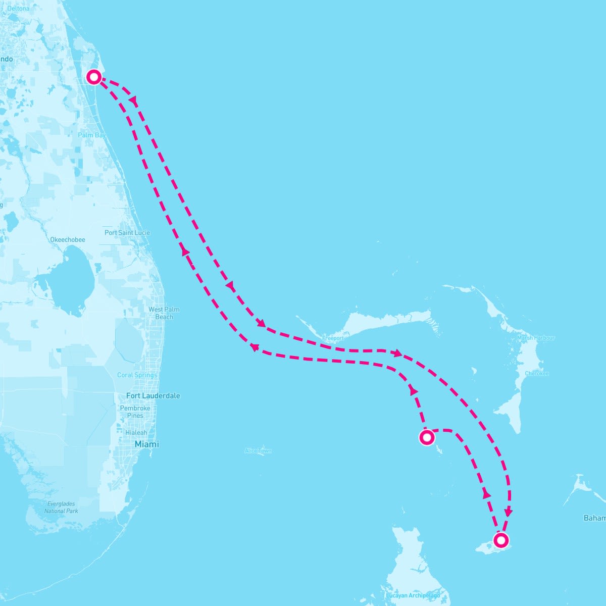 Utopia of the Seas itinerary map for August 12, 2024 (4 nights)