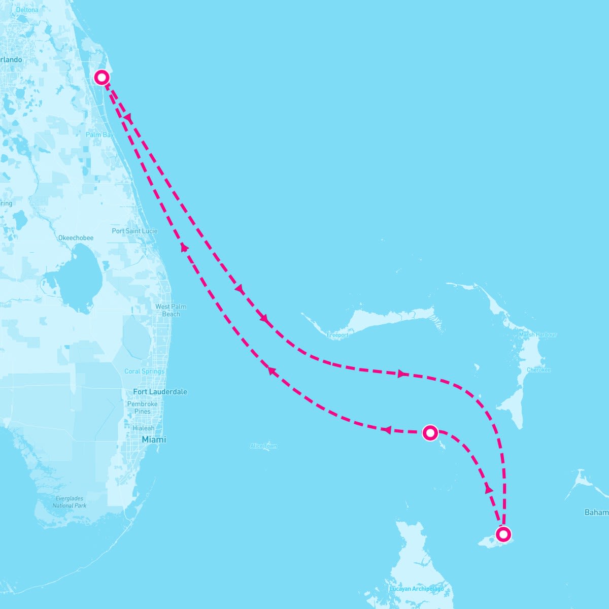 Utopia of the Seas itinerary map for October 18, 2024 (3 nights)