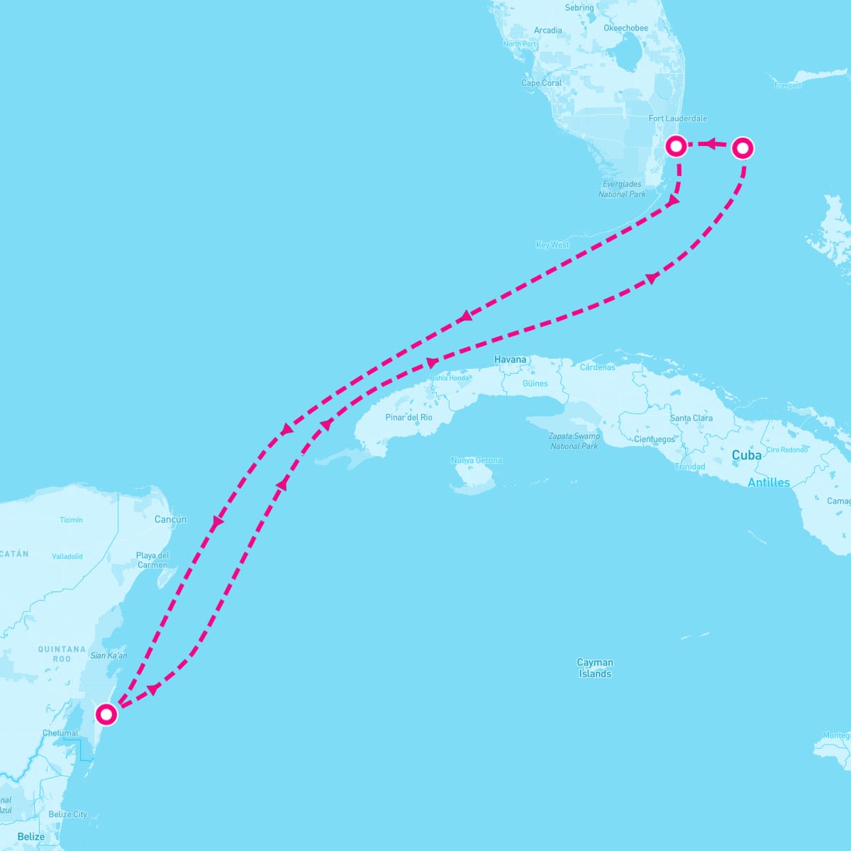 Valiant Lady itinerary map for October 6, 2024 (5 nights)