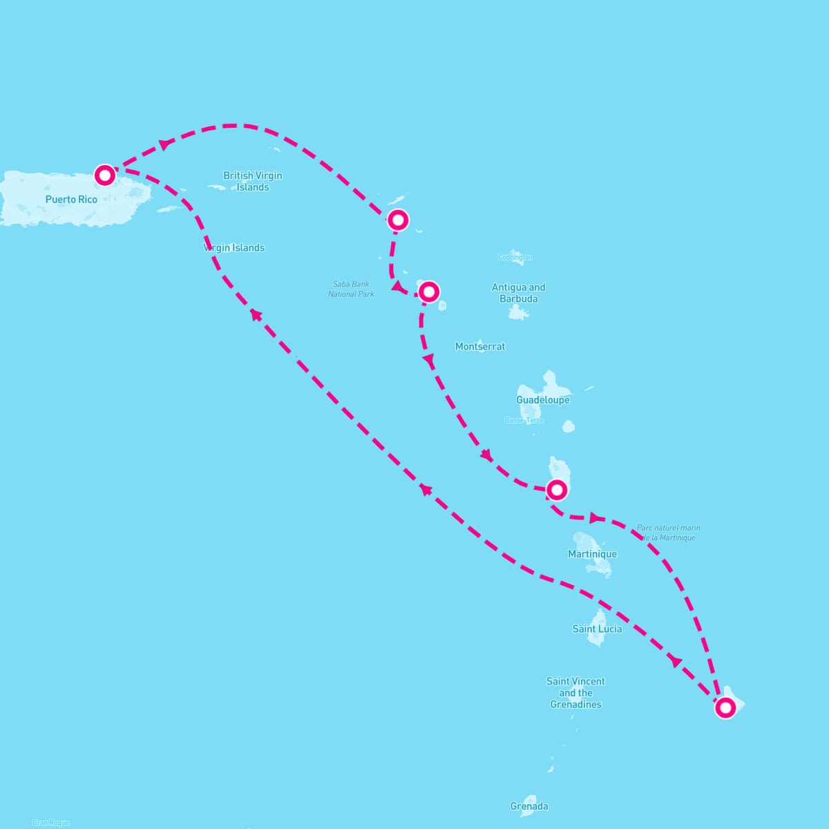 Valiant Lady itinerary map for November 29, 2025 (6 nights)