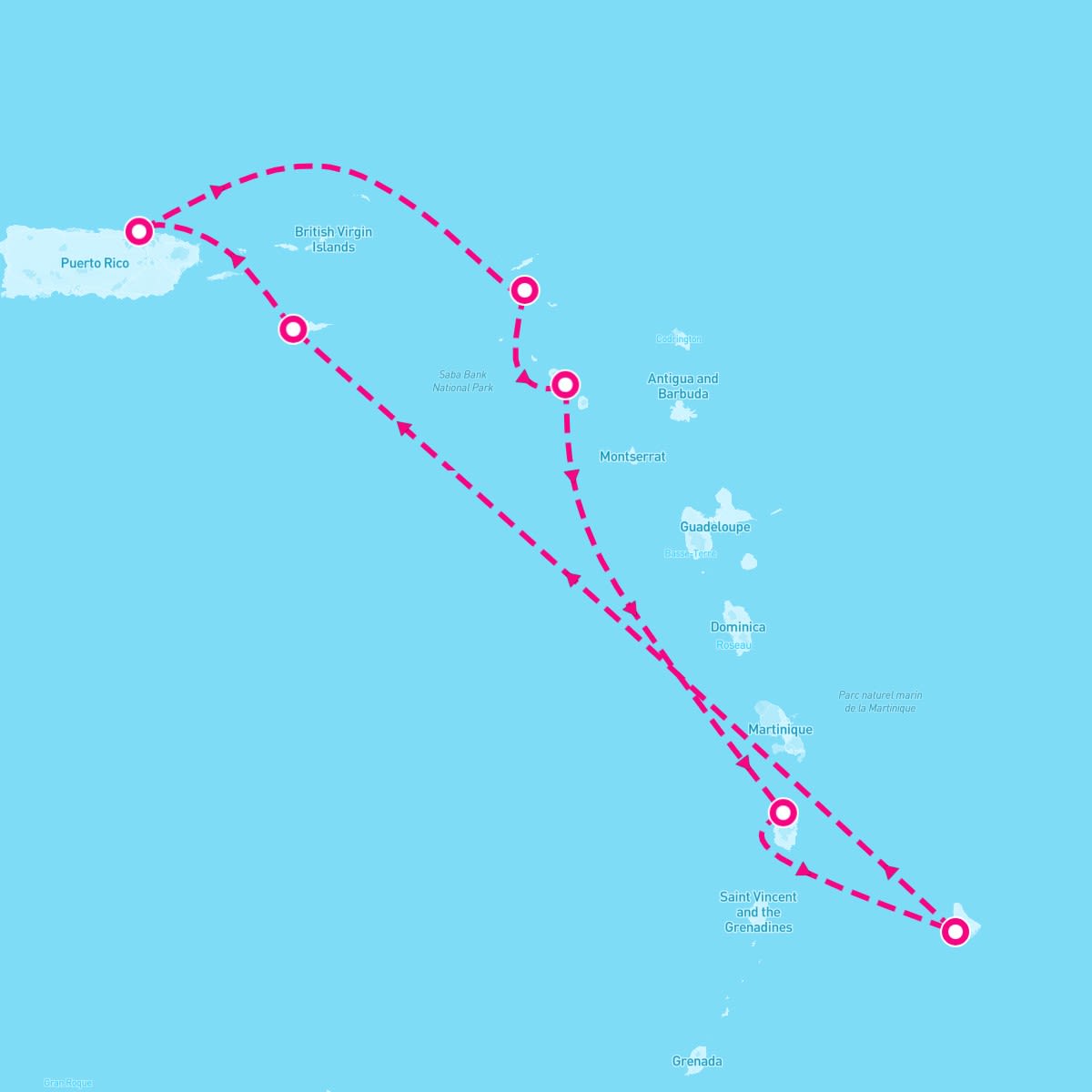 Valiant Lady itinerary map for December 27, 2025 (7 nights)