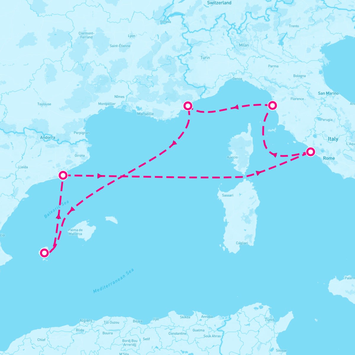 7 Night French Riviera Italy Rome & Ibiza (Barcelona Roundtrip)