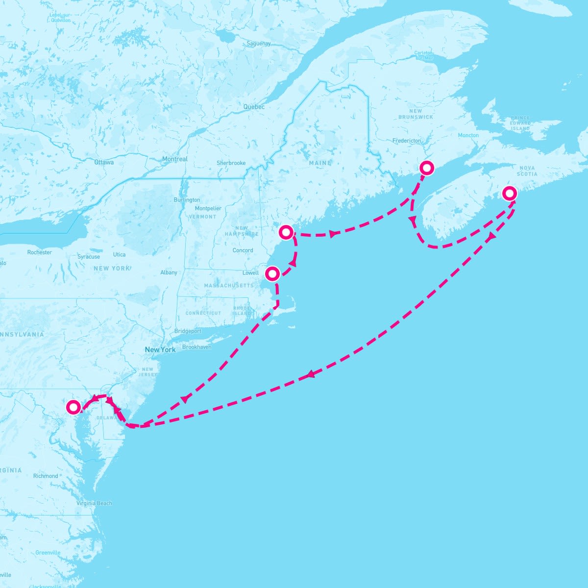 Vision of the Seas itinerary map for September 5, 2024 (9 nights)