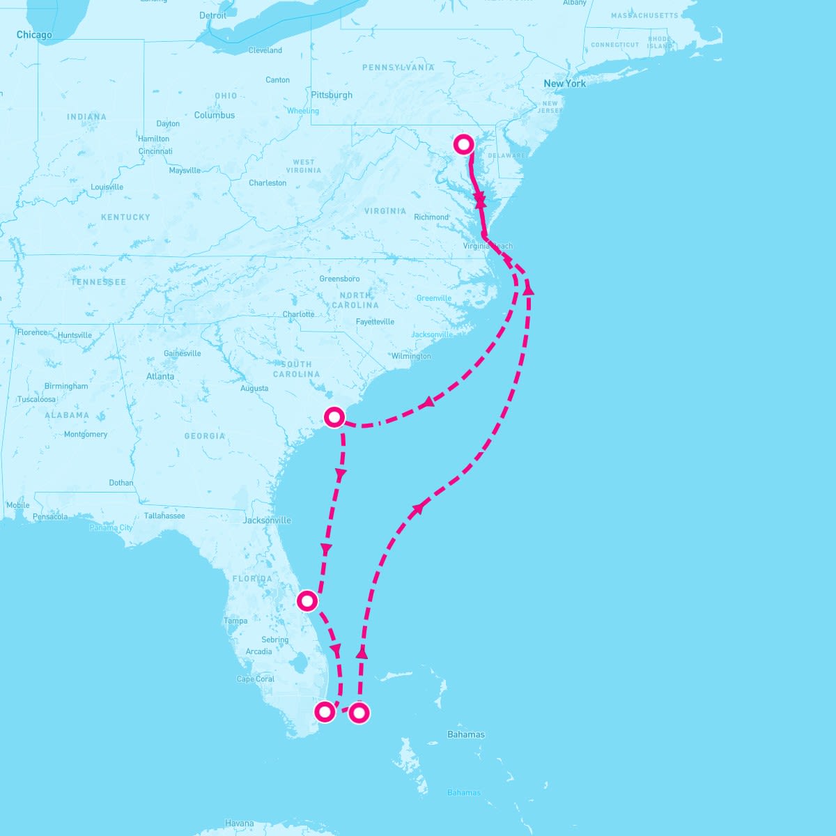 8 Night Southeast Coast & Bahamas (Baltimore Roundtrip)
