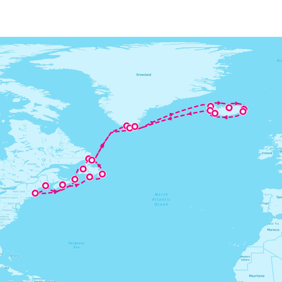 MS Volendam itinerary map for July 27, 2024 (24 nights)