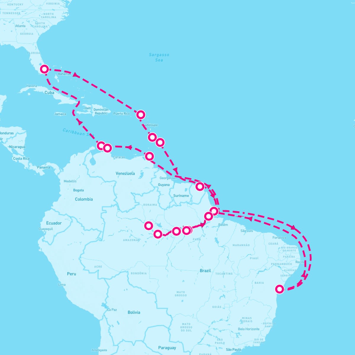 MS Volendam itinerary map for November 24, 2025 (27 nights)