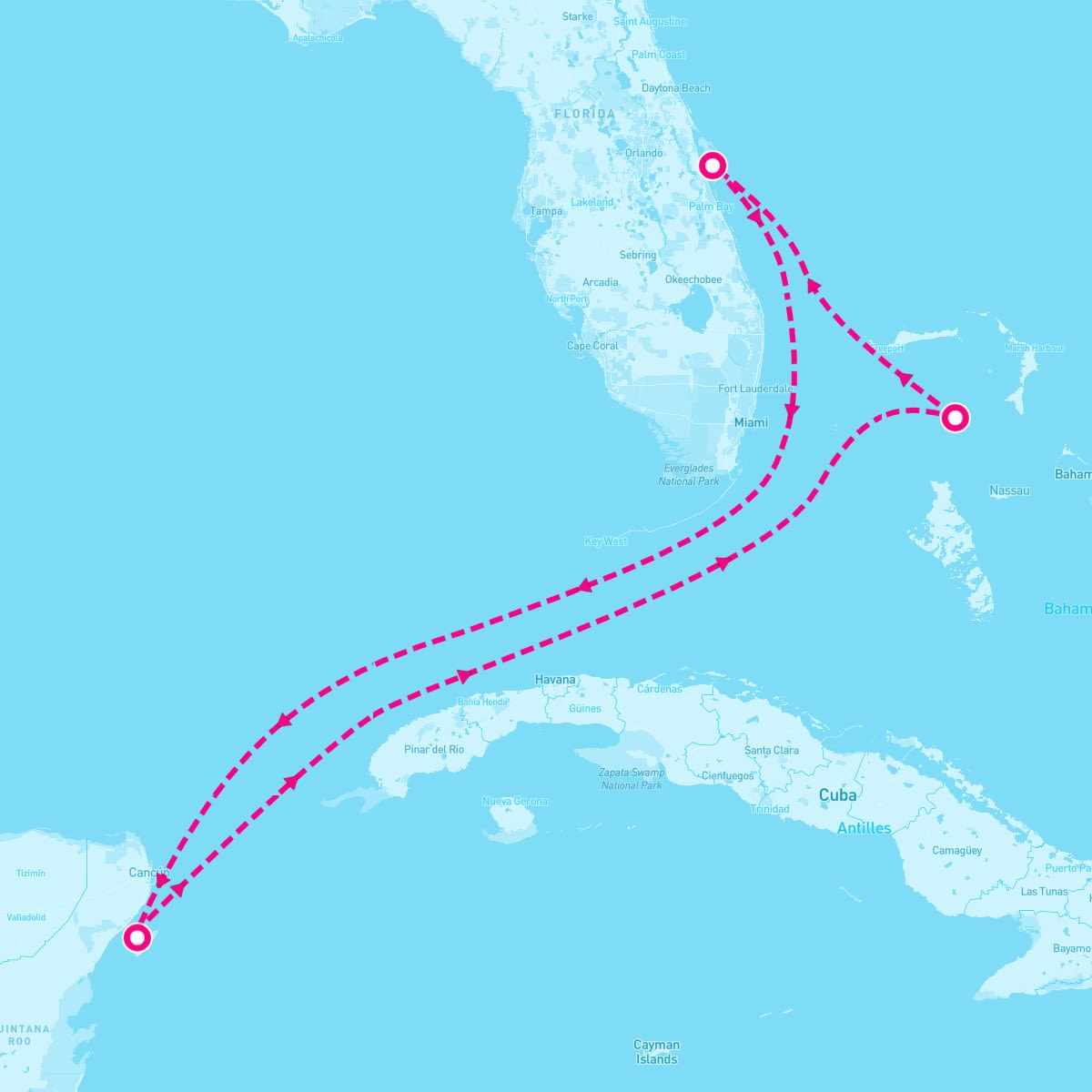 Voyager of the Seas itinerary map for January 20, 2025 (5 nights)