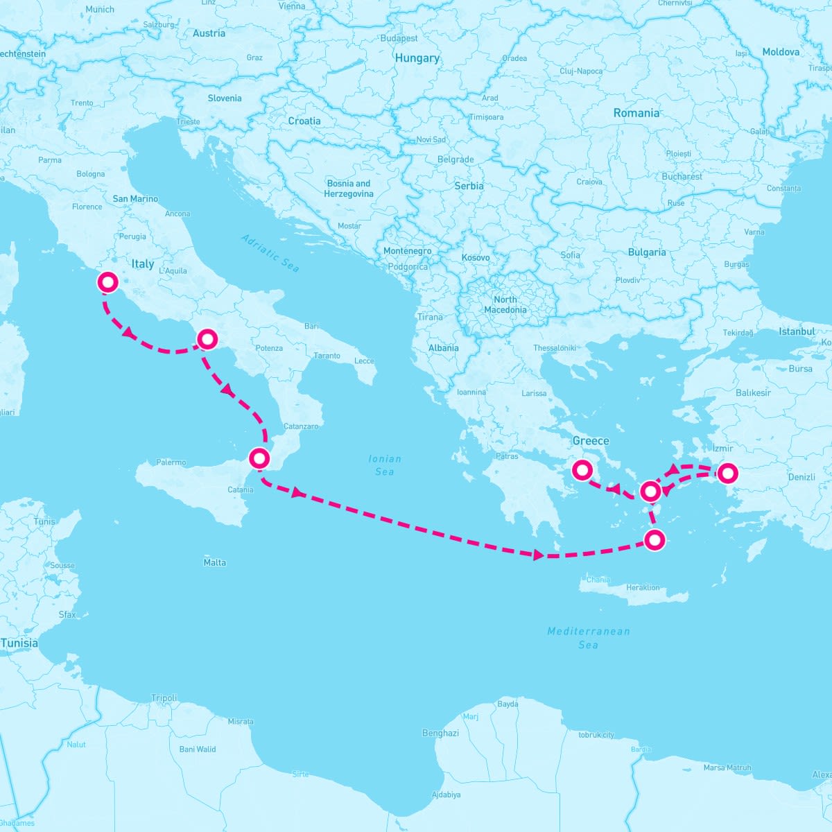 Voyager of the Seas itinerary map for September 29, 2025 (7 nights)