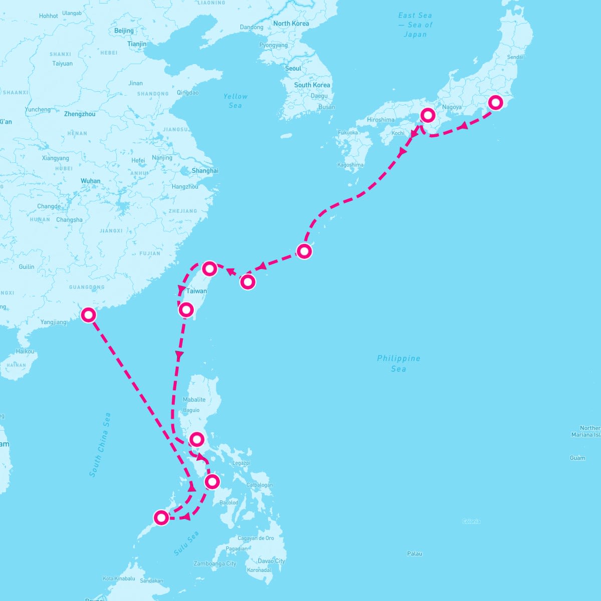 MS Westerdam itinerary map for February 17, 2024 (14 nights)