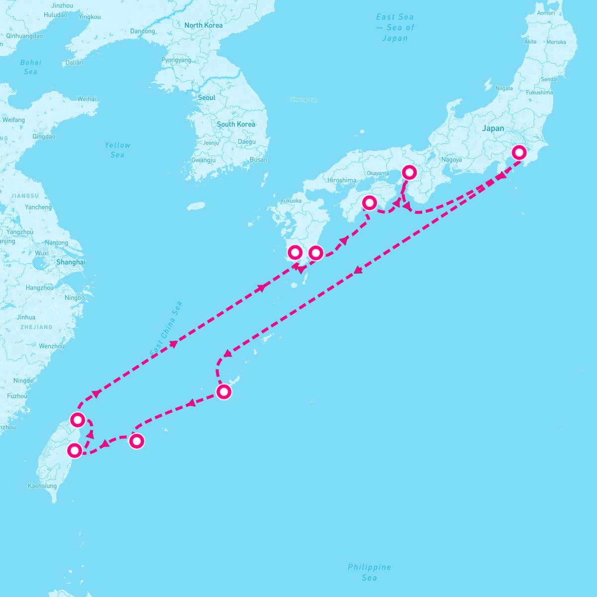 MS Westerdam itinerary map for March 16, 2024 (14 nights)
