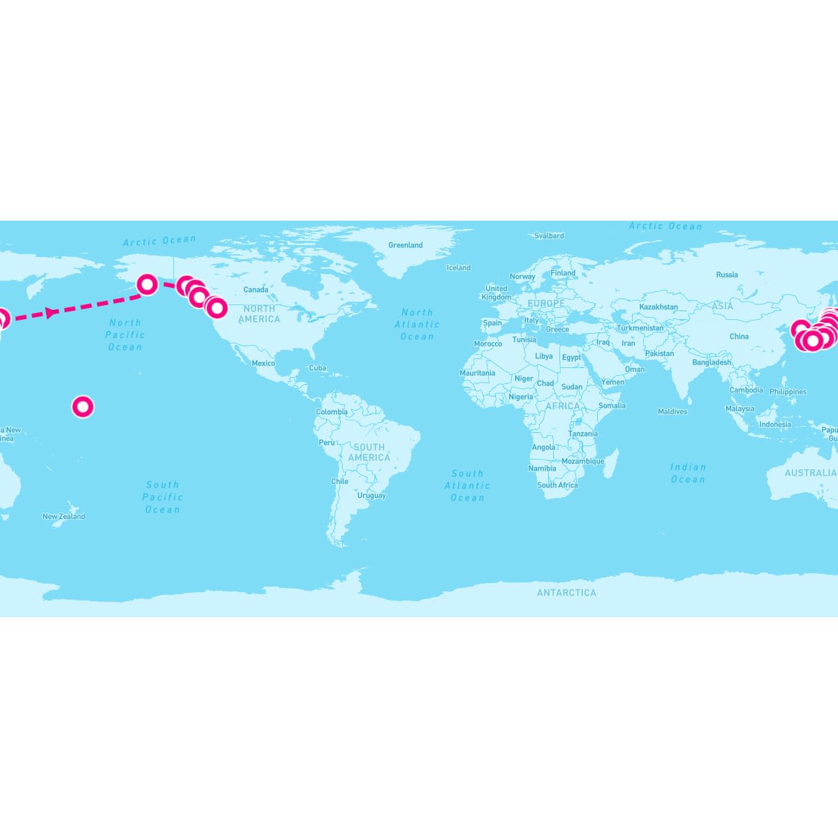 MS Westerdam itinerary map for April 13, 2024 (30 nights)
