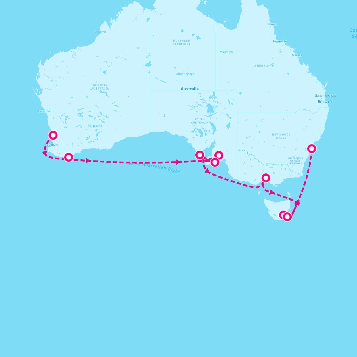MS Westerdam itinerary map for December 8, 2024 (14 nights)