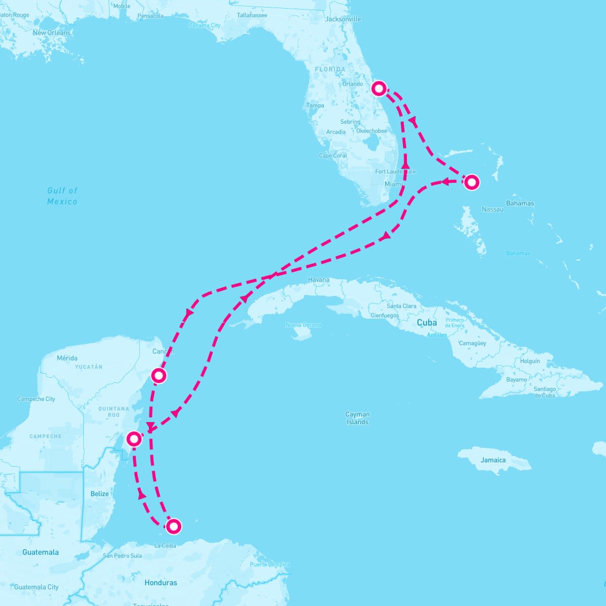 Wonder of the Seas itinerary map for April 6, 2025 (7 nights)