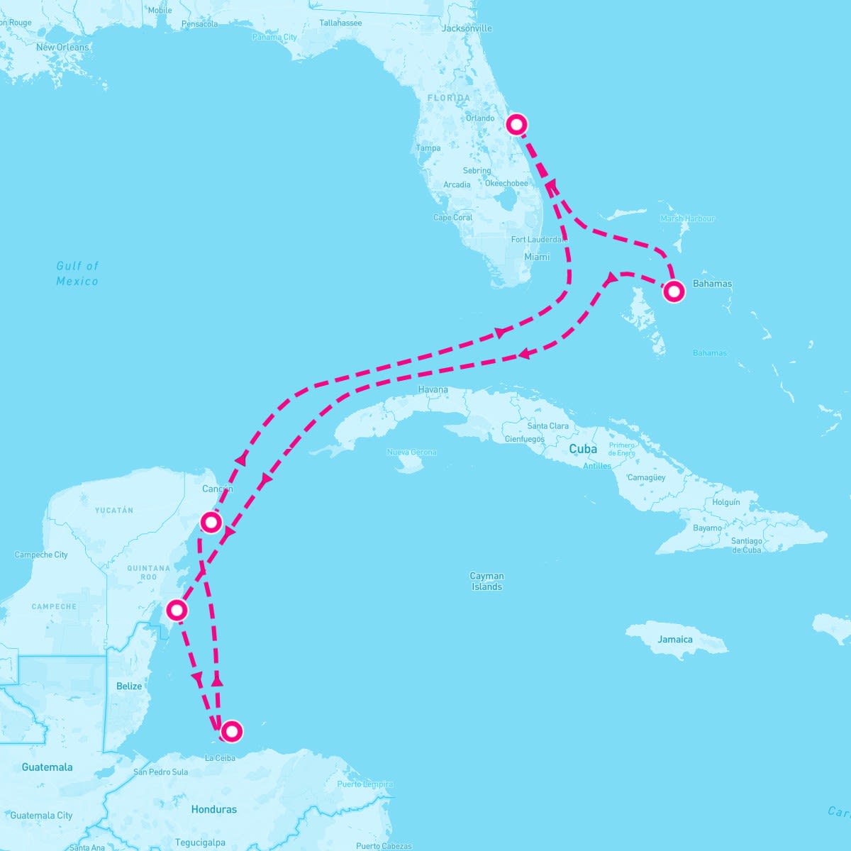 Wonder of the Seas itinerary map for May 4, 2025
