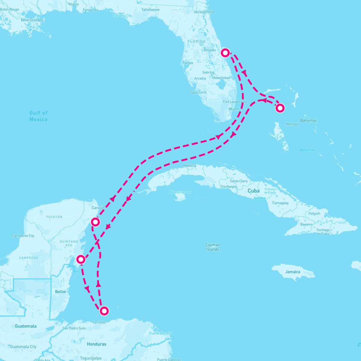 Wonder of the Seas itinerary map for July 13, 2025 (7 nights)