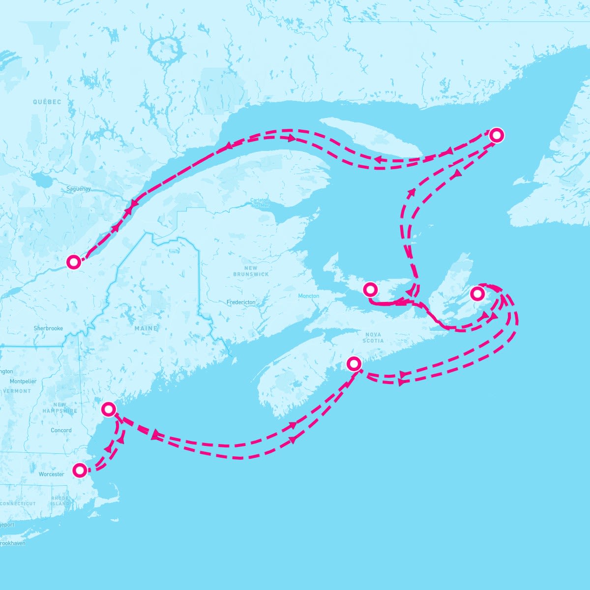 MS Zuiderdam itinerary map for June 21, 2025