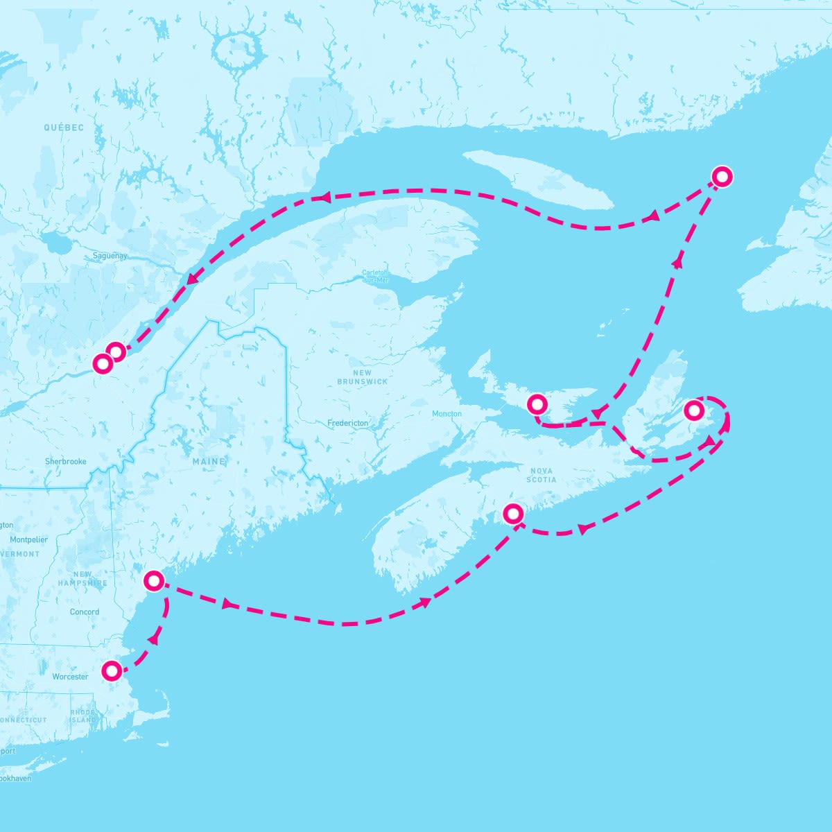 MS Zuiderdam itinerary map for August 30, 2025