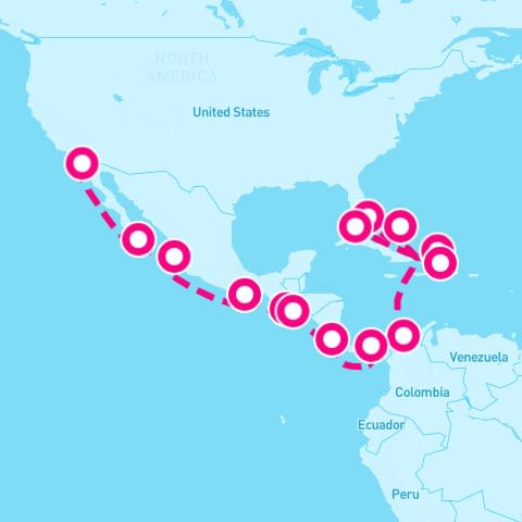 22 Night Eastern Caribbean & Panama Canal (Miami To San Diego)